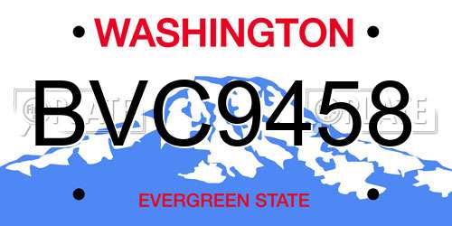 BVC9458 Washington License Plate