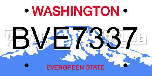 BVE7337 Washington License Plate