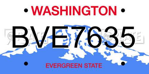 BVE7635 Washington License Plate