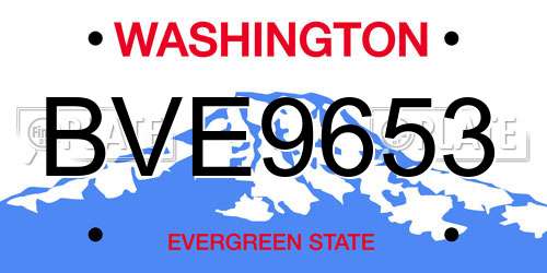 BVE9653 Washington License Plate