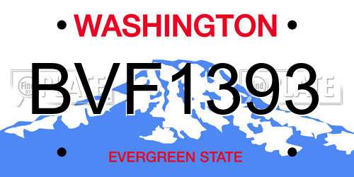 BVF1393 Washington License Plate