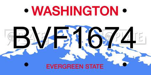 BVF1674 Washington License Plate