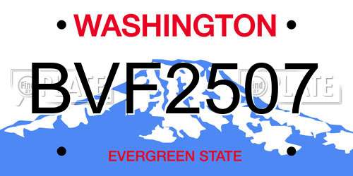 BVF2507 Washington License Plate