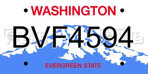 BVF4594 Washington License Plate