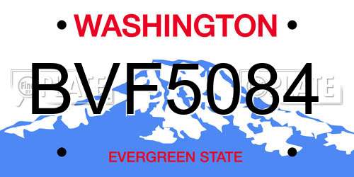 BVF5084 Washington License Plate