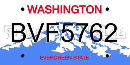 BVF5762 Washington License Plate