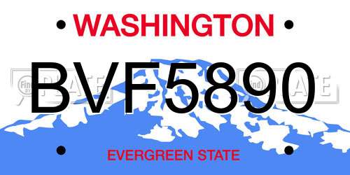 BVF5890 Washington License Plate