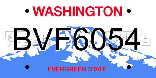 BVF6054 Washington License Plate