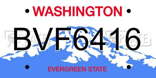 BVF6416 Washington License Plate