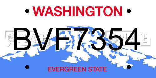 BVF7354 Washington License Plate