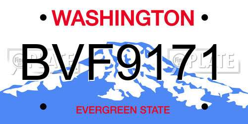 BVF9171 Washington License Plate