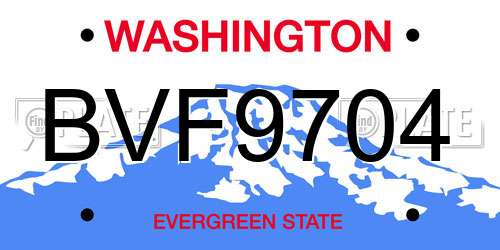 BVF9704 Washington License Plate