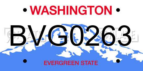 BVG0263 Washington License Plate