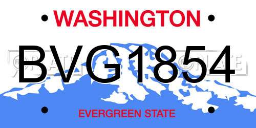 BVG1854 Washington License Plate