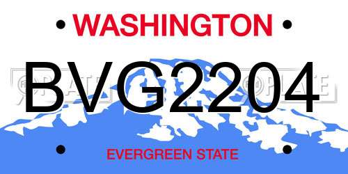 BVG2204 Washington License Plate