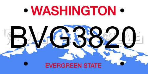 BVG3820 Washington License Plate
