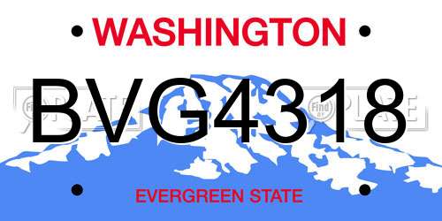 BVG4318 Washington License Plate