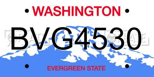 BVG4530 Washington License Plate