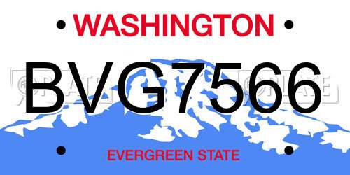 BVG7566 Washington License Plate