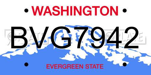 BVG7942 Washington License Plate