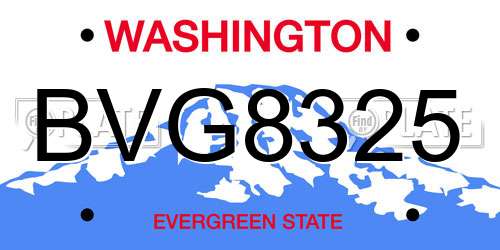 BVG8325 Washington License Plate
