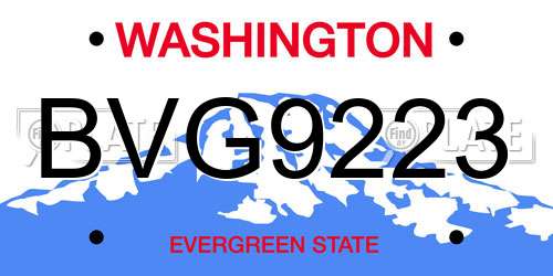 BVG9223 Washington License Plate
