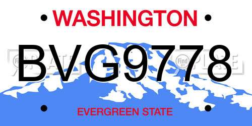 BVG9778 Washington License Plate