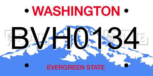 BVH0134 Washington License Plate