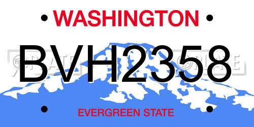 BVH2358 Washington License Plate