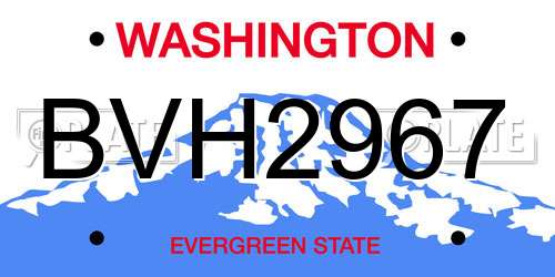 BVH2967 Washington License Plate
