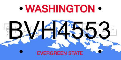 BVH4553 Washington License Plate