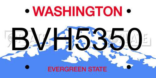 BVH5350 Washington License Plate