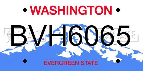 BVH6065 Washington License Plate