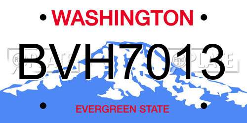 BVH7013 Washington License Plate