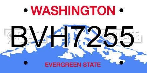 BVH7255 Washington License Plate