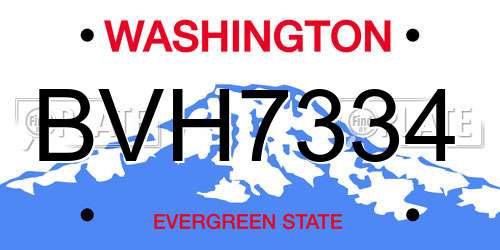 BVH7334 Washington License Plate