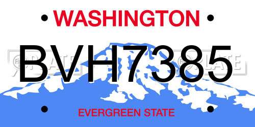 BVH7385 Washington License Plate