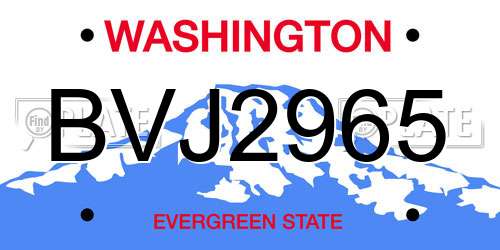 BVJ2965 Washington License Plate
