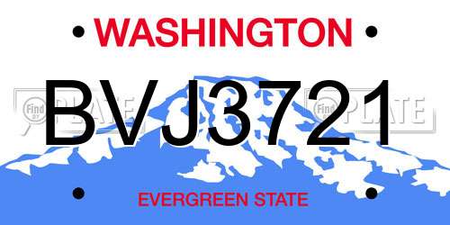 BVJ3721 Washington License Plate