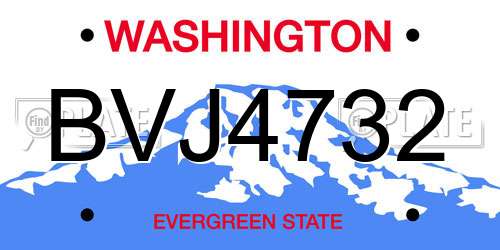 BVJ4732 Washington License Plate