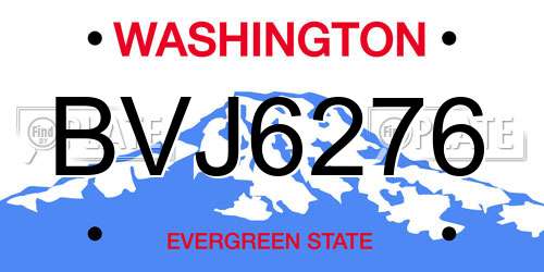 BVJ6276 Washington License Plate