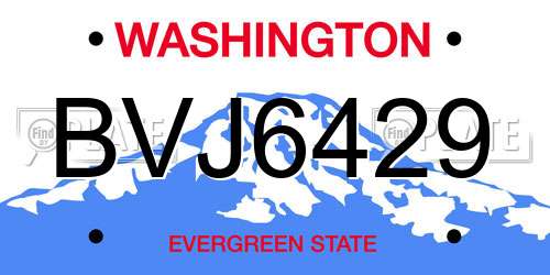 BVJ6429 Washington License Plate