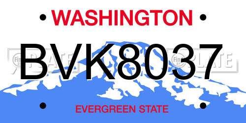 BVK8037 Washington License Plate