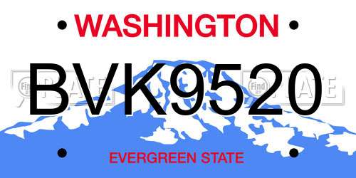BVK9520 Washington License Plate