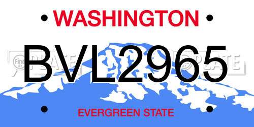 BVL2965 Washington License Plate