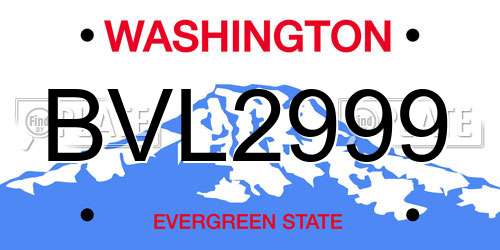 BVL2999 Washington License Plate