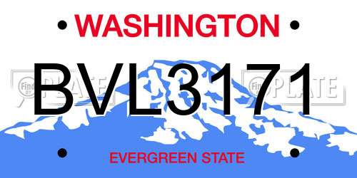 BVL3171 Washington License Plate