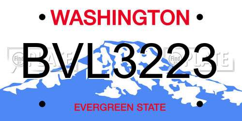 BVL3223 Washington License Plate