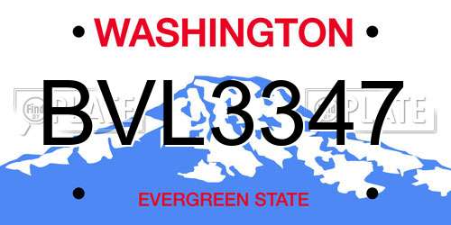 BVL3347 Washington License Plate