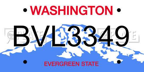 BVL3349 Washington License Plate